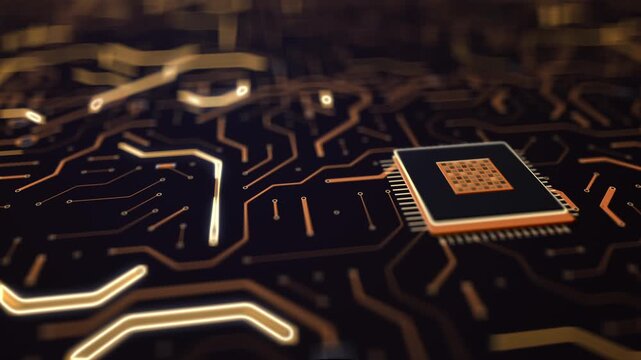 Copper Microchip Circuit Board with Dramatic Depth of Field Loop