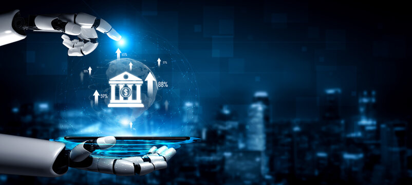 AI artificial intelligence powers digital banking with virtual assistants and fintech tools for seamless online finance, mobile banking, and real-time service optimization. Vouch
