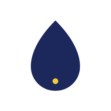 Blue drop shape with yellow dot
