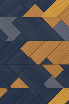 Geometric pattern with blue, grey, and orange rectangles