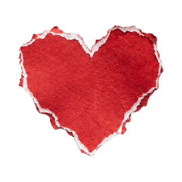 Torn red heart paper, love symbol for Valentines Day cards.