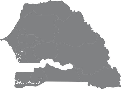Simple grey map silhouette of senegal country isolated on white background illustration