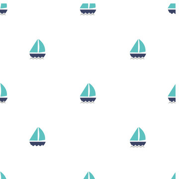 Seamless pattern of sailboats on water