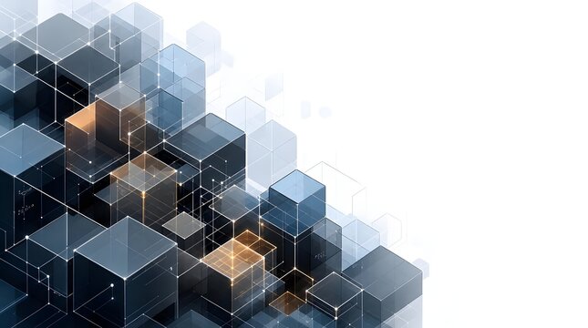 3D geometric abstract background featuring transparent cubes for modern technology interface and creative marketing projects web design