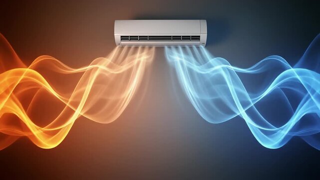 Stylized High-End Air Conditioning Visualization with Blue Cooling and Orange Heating Flow, Motion Graphics Full HD