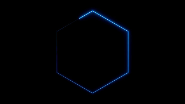 Neon blue hexagon frame border for text and overlays.