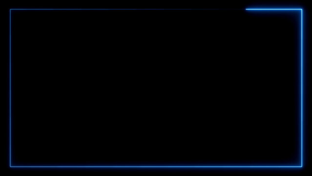 Blue neon large rectangle border for presentation.