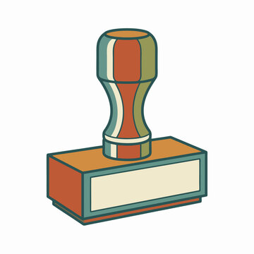 Retro wooden rubber stamp icon vector illustration isolated on white background