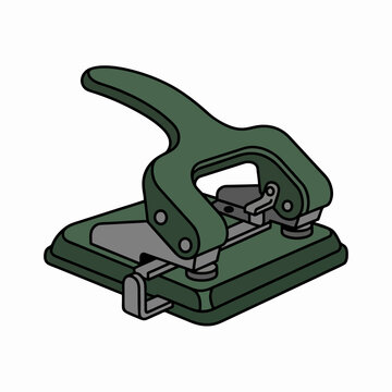 Green two-hole paper punch illustration, a classic office and school supply for organization and document management