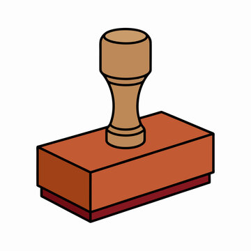Vector illustration of a classic wooden rubber stamp for office administration, paperwork, and official document authentication