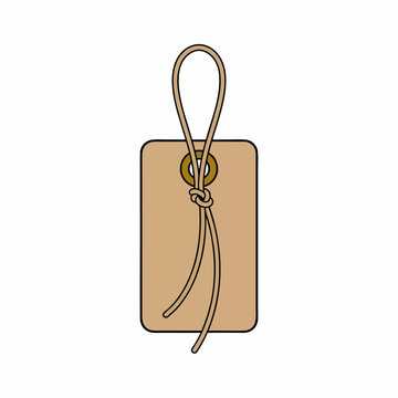 Simple Brown Paper Gift Tag Illustration with String Tie on White Background for Shopping and Labeling