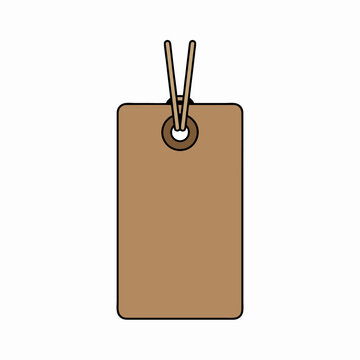 Blank brown paper price tag or gift label with string isolated on white background vector illustration