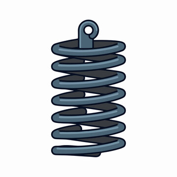 Heavy Duty Metal Coil Spring Mechanical Component for Industrial Engineering and Automotive Suspension Systems Vector Illustration