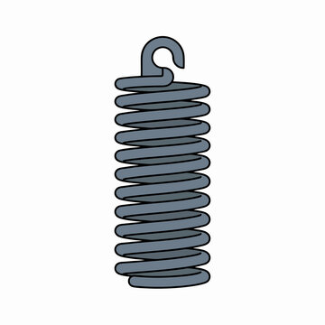 Industrial Steel Coil Spring Illustration with Top Hook for Mechanical Suspension and Engineering Concepts