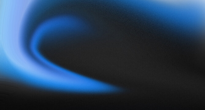 Abstract blue light wave flowing across a dark textured background with soft grain