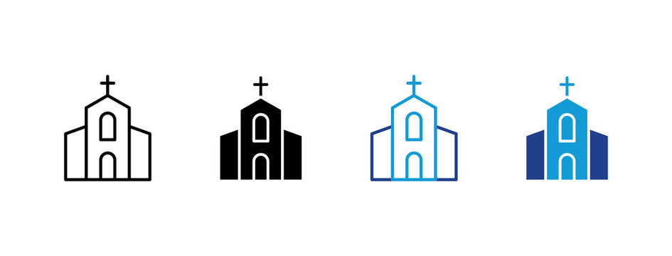 Church Chapel Building icon set multi style