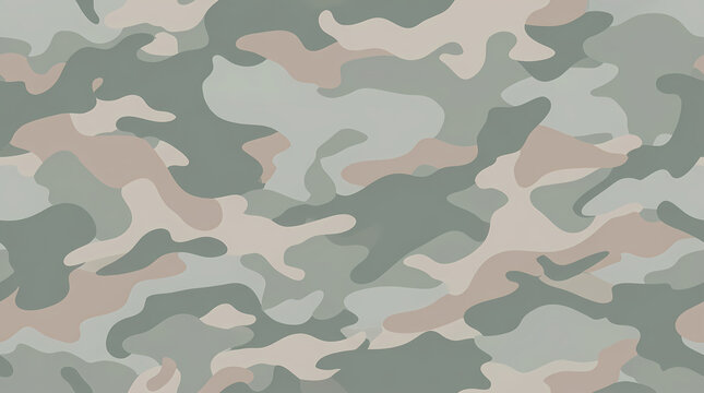 Camouflage pattern in muted green and tan tones, abstract military-inspired design for textile or background