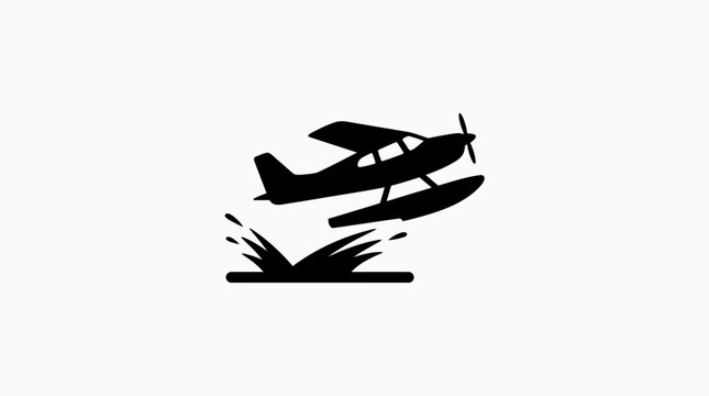 Seaplane Taking Off from Water Vector Illustration
