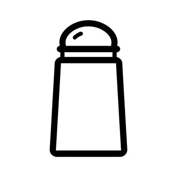 Simple line art icon of a salt or pepper shaker kitchen utensil.
