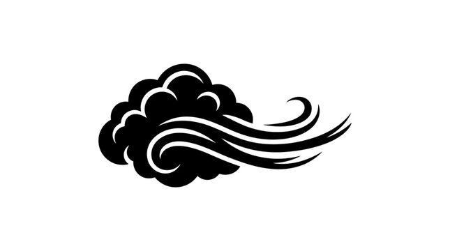 Windy Cloud and Blowing Breeze Vector Illustration