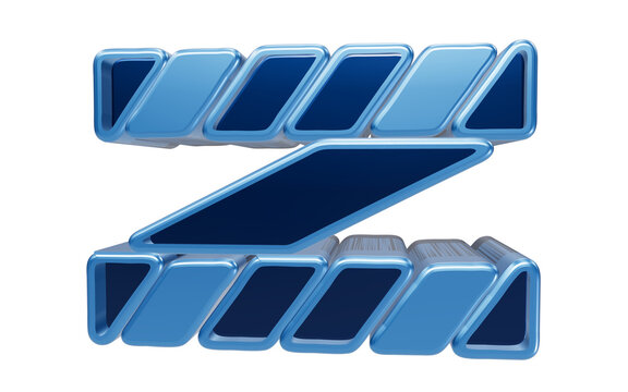 Z letter monogram 3d icon isolated on transparent background with striped geometric pattern