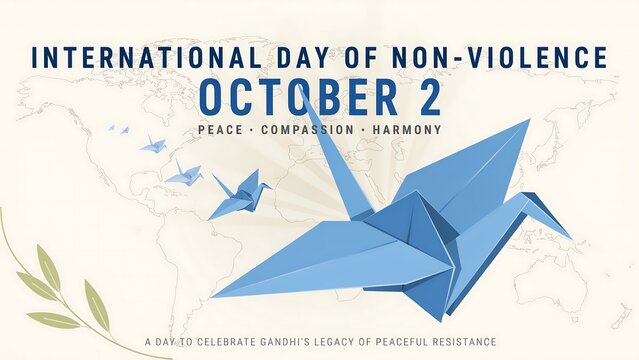 International day of non-violence paper crane illustration