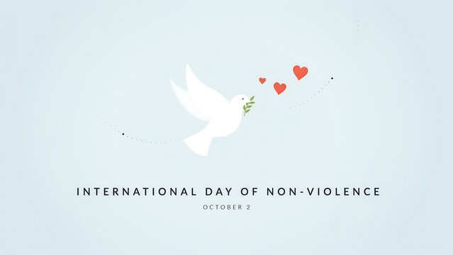 White dove flying with hearts symbolizing peace