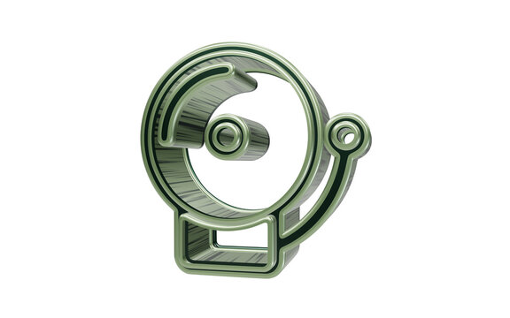 Metallic green 3d school bell icon isolated on transparent background for academic alerts and classroom schedule