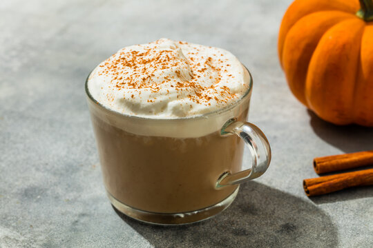 Hot Warm PSL Pumpkin Spice Latte with Whipped Cream in a Mug