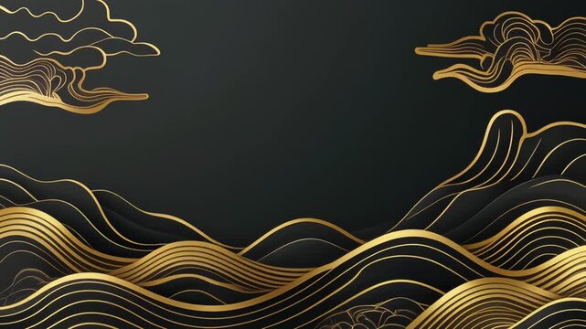 黒と金を基調にした和モダンな背景アート