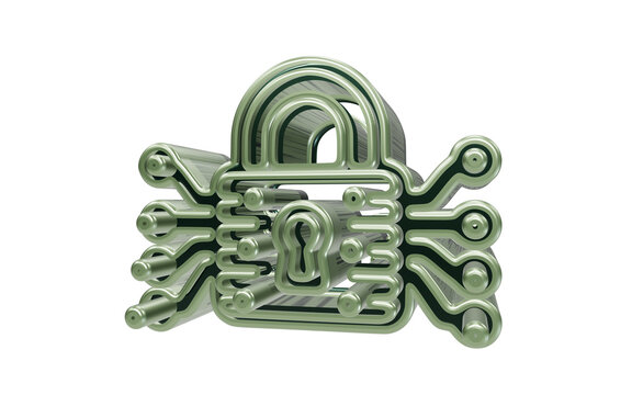 3D icon of a secure digital padlock isolated on transparent background symbolizing cybersecurity and data privacy encryption for secure online transactions
