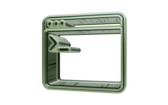 Minimalist digital browser window interface 3D icon cutout on transparent background