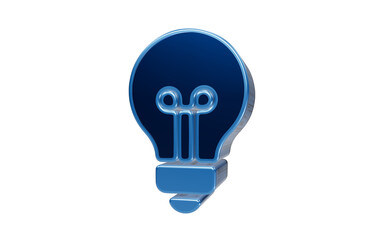 Glossy blue 3D light bulb idea icon isolated on transparent background for innovation and creativity © Arman