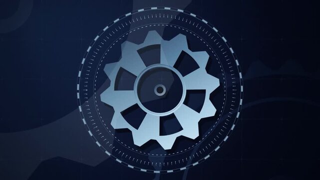 Metallic blue gear hud interface seamless loop motion background