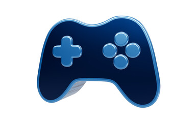 Glossy blue 3D gamepad controller icon isolated on transparent background for digital gaming concepts © Arman