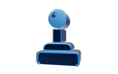 Glossy blue 3D joystick icon isolated on transparent background for gaming and arcade retro concepts © Arman