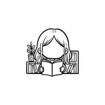 Cute girl reading book indoors