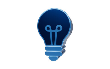 Glossy blue light bulb icon isolated on transparent background for ideas innovation and creativity © Arman