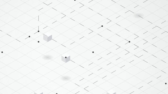 Minimalist isometric grid cubes panning seamless loop motion