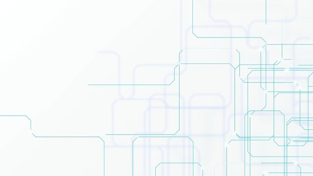Cyan circuit board lines drawing seamless loop motion background