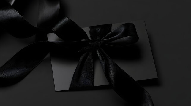 Black design for a gift card with a ribbon and space for copy, suitable for a discount event template