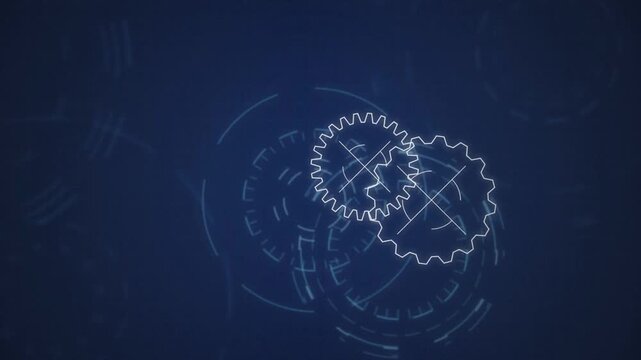 Blueprint digital cogs rotating seamless loop motion background