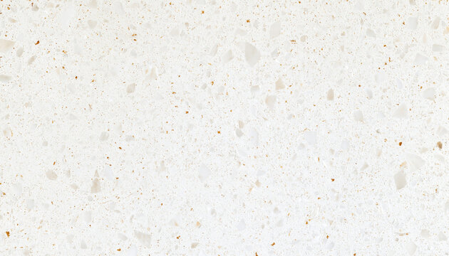 Modern white and metallic gold terrazzo stone pattern background with copy space