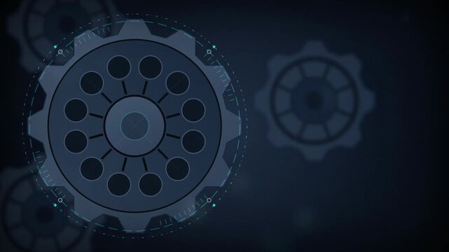 Interlocking digital gears rotating seamless loop motion background