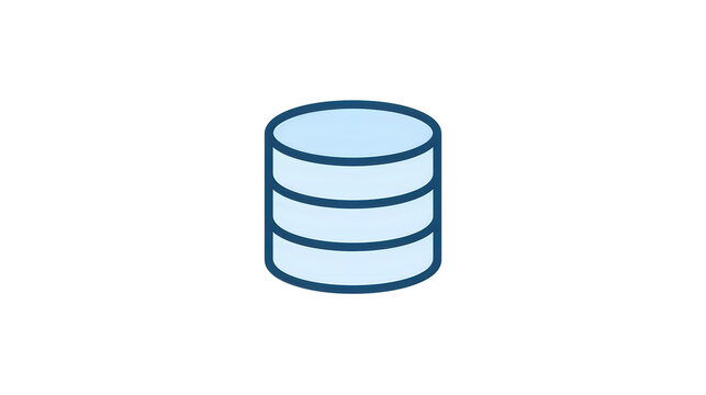 Minimalist database cylinder icon in clean flat vector style with soft light-blue fill and solid mid-tone blue outline