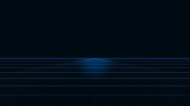 Abstract Corporate Cyber Wireframe Horizon Global Network Background - 4K Seamless Loop