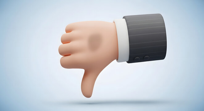 A cartoon style hand showing a clear thumbs down gesture of disapproval