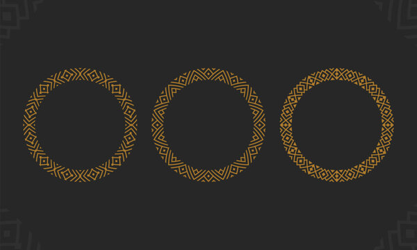 aztec ethnic circle frame border pattern set vector design