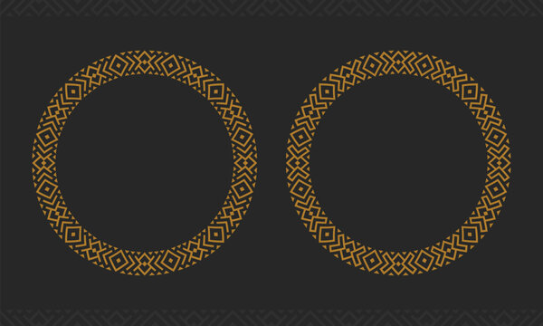 aztec tribe circle frame pattern set vector design