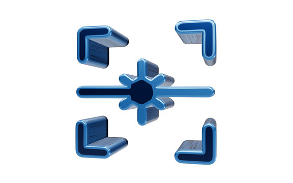 Futuristic blue crosshair gear targeting 3D icon isolated on transparent background for settings aiming